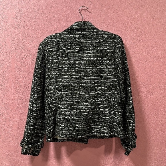 DALIA Black/White Tweed Fringe Jacket Blazer Size 10 - Picture 3 of 5